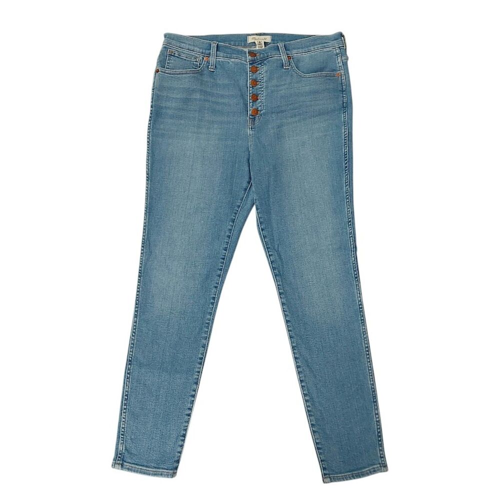 Madewell Jeans Womens 32 Blue 10" High Rise Skinny Stretch Medium Wash Button
